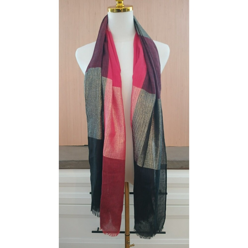 Women's Casual Long Dressy Scarf Shawl Wrap Sparkly Plaid Lightweight